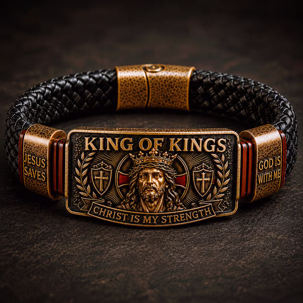 𤓠King of Kings Faith Bracelet ā Adjustable Christian Wristband Gift