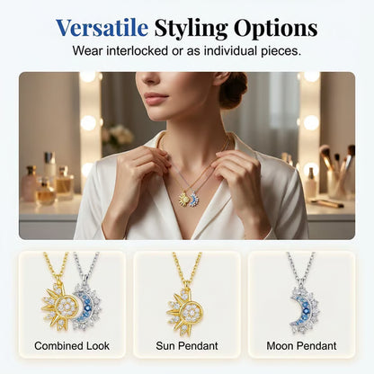 🔥Last Day 49% OFF - 🔆🌙Sun and Moon Pendant Necklace with Rhinestones