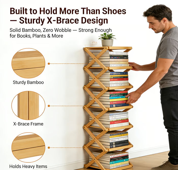 The 8-Tier No-Assembly Bamboo Rack !🌿👟
