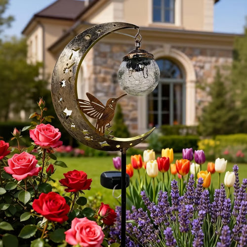 🏆Limited Time Sale 49% OFF🌙✨Hummingbird Moon Solar Garden Stake Light