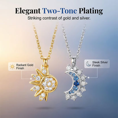 🔥Last Day 49% OFF - 🔆🌙Sun and Moon Pendant Necklace with Rhinestones