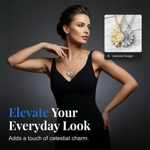 🔥Last Day 49% OFF - 🔆🌙Sun and Moon Pendant Necklace with Rhinestones
