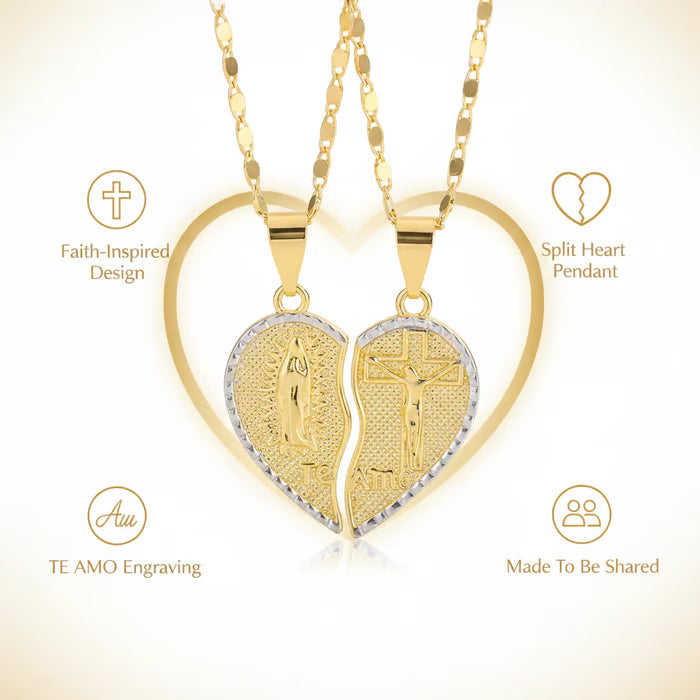 🙏Virgin Mary Layered Heart Combination Prayer Couple Necklace