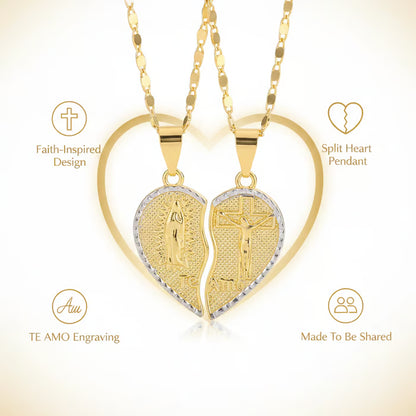 🙏Virgin Mary Layered Heart Combination Prayer Couple Necklace