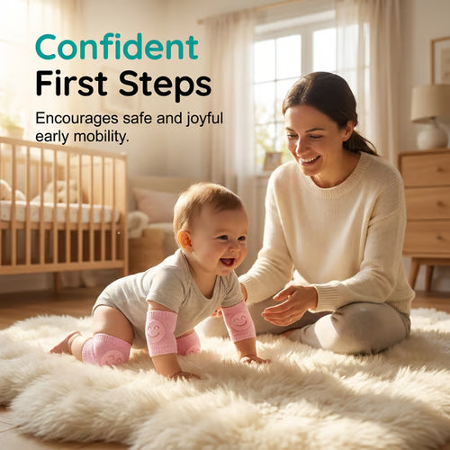 Baby 5-Pair Non-Slip Knee Pads, Thick Soft Contoured Fit for Crawling, Durable Fall Protection