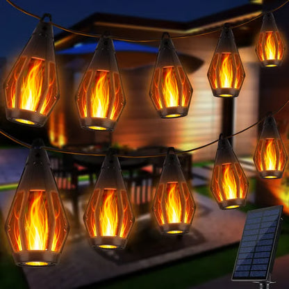 Solar-Powered Flame LED Lighted Strip Lights（Total Length 51.3ft）