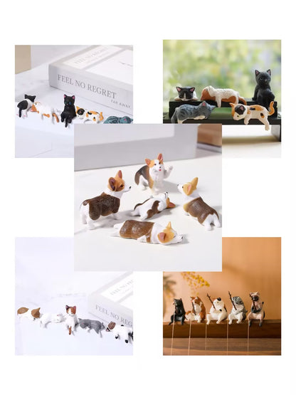 😺Wealth-Attracting Hand-Painted Mini Cat Figurines: 5-Piece