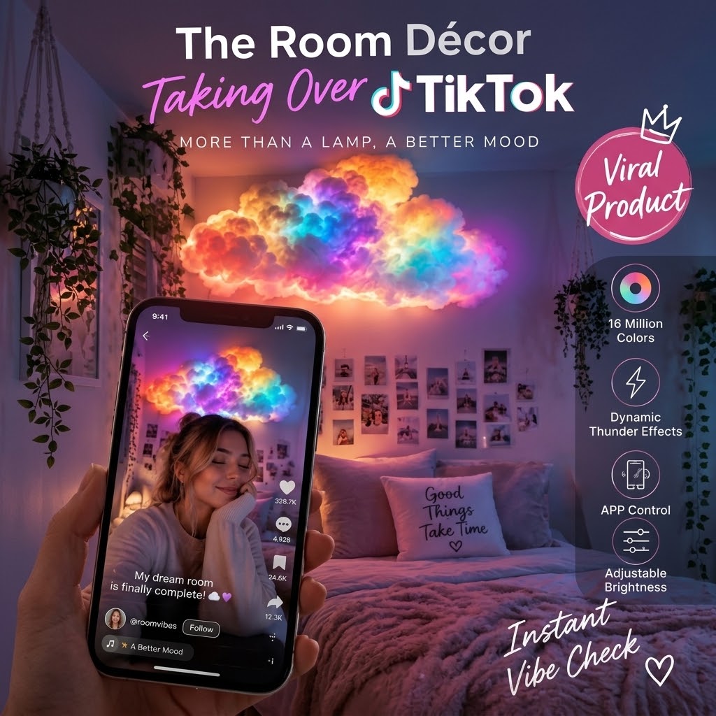 ☁️ DIY Multicolor LED Cloud Lights – Thundercloud Room Decor for a Unique Atmosphere ✨