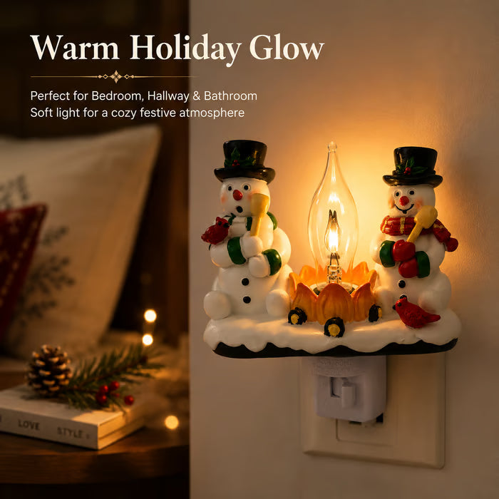 ☃️ Snowman Fireplace Night Light🔥