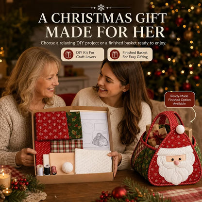 3D Quilted Holiday Carry Basket – Reusable Christmas Gift & Craft Tote