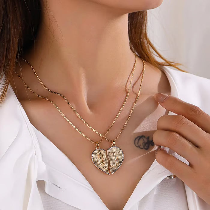 🙏Virgin Mary Layered Heart Combination Prayer Couple Necklace