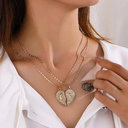 🙏Virgin Mary Layered Heart Combination Prayer Couple Necklace