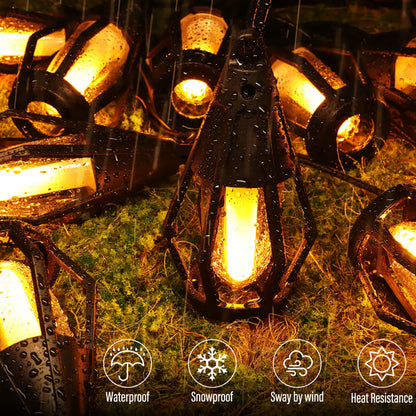 Solar-Powered Flame LED Lighted Strip Lights（Total Length 51.3ft）