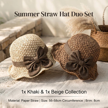 Elegant Woven Straw Sun Hat with Bow