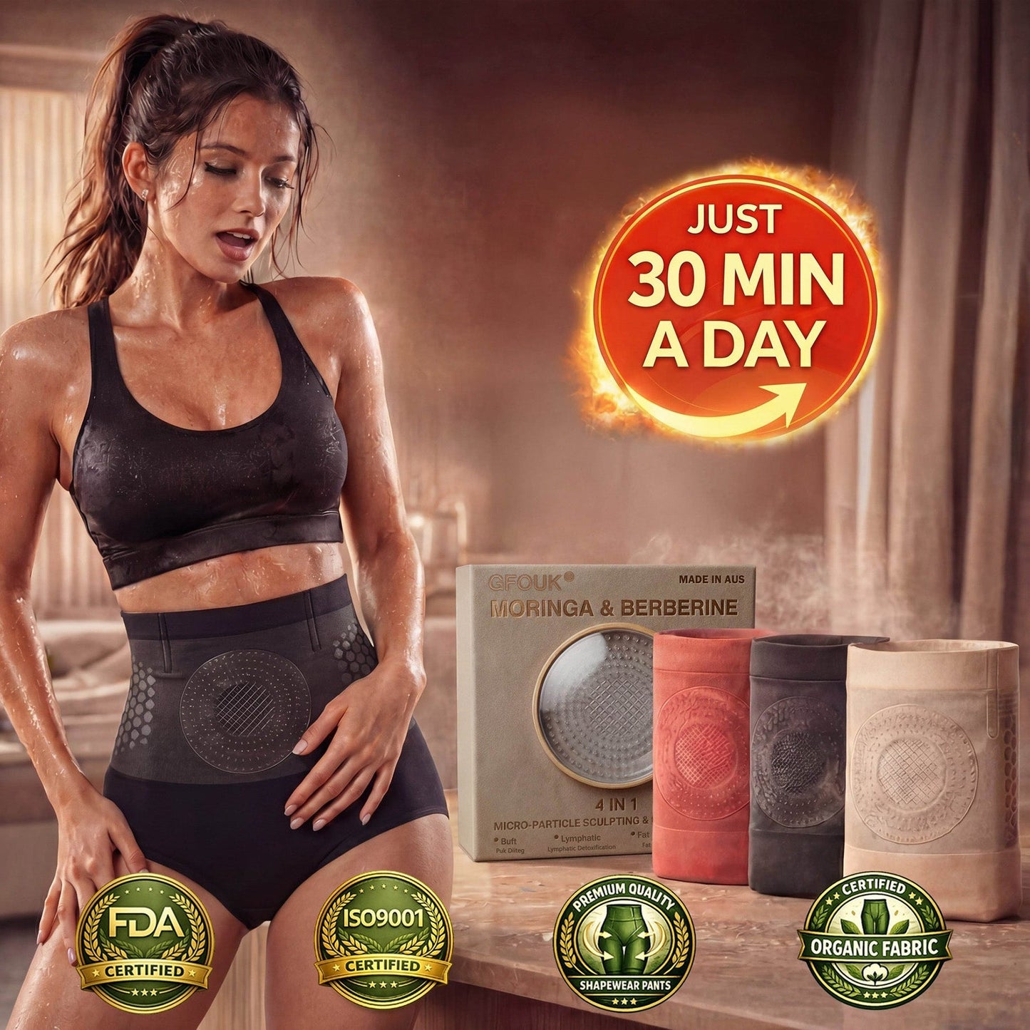 Moringa & Berberine 4-In-1 Sculpting & Fat-Burn Shorts