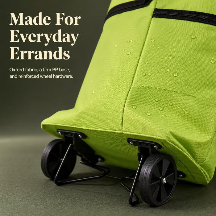 2-in-1 Foldable Shopping Trolley Tote with Wheels