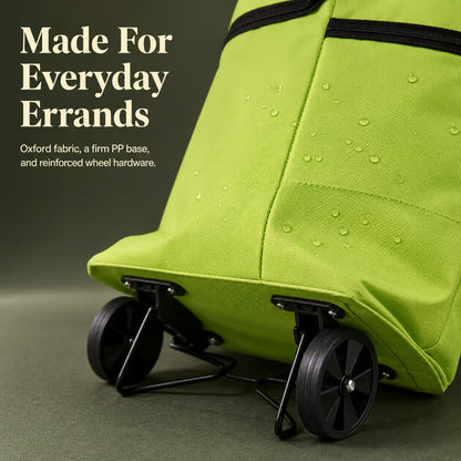 2-in-1 Foldable Shopping Trolley Tote with Wheels