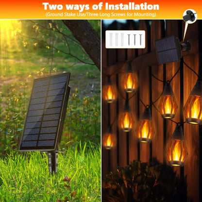 Solar-Powered Flame LED Lighted Strip Lights（Total Length 51.3ft）