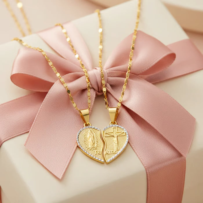 🙏Virgin Mary Layered Heart Combination Prayer Couple Necklace