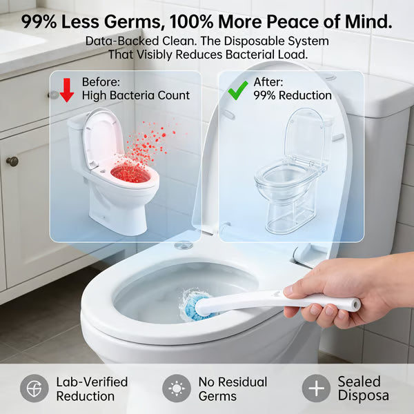 🚽Goodbye, Germy Brush! 👋🚫 Hello, Happy Clean! Our No-Mess, No-Touch Disposable Toilet Wand.✨🧼