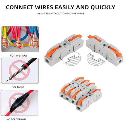🔥 50-Piece Quick Lever Wire Connectors (12-24 AWG) & Tool-Free Splicing Kit