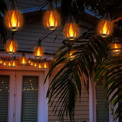 Solar-Powered Flame LED Lighted Strip Lights（Total Length 51.3ft）