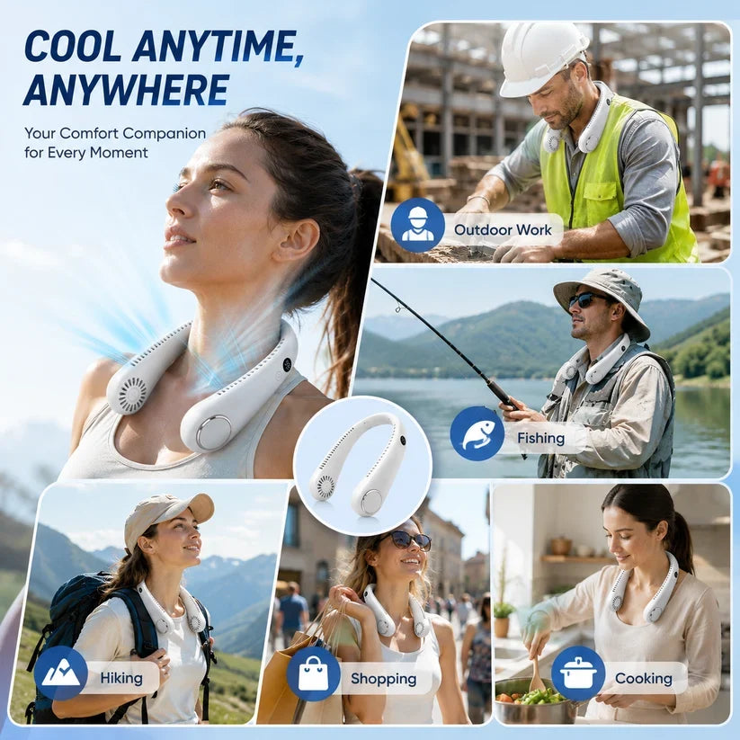 🍃Neck Air Conditioner Fan – Ultra‑quiet, 360° rotating, Hands‑free cooling