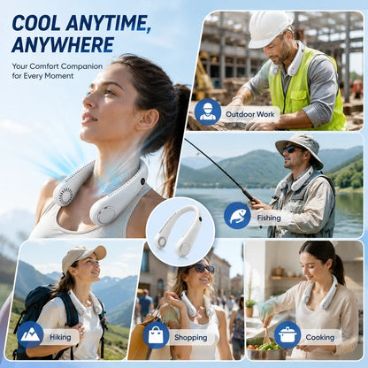 🍃Neck Air Conditioner Fan – Ultra‑quiet, 360° rotating, Hands‑free cooling