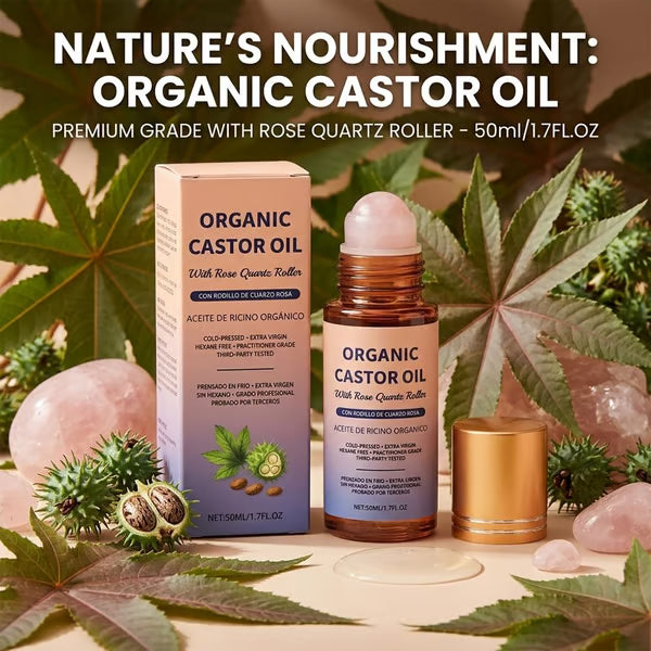 Organic Golden Castor Oil Roll-On with Rose Quartz