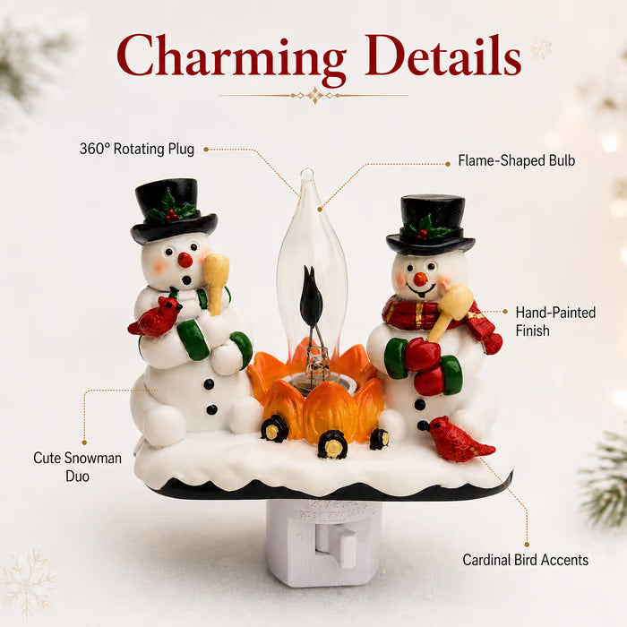 ☃️ Snowman Fireplace Night Light🔥