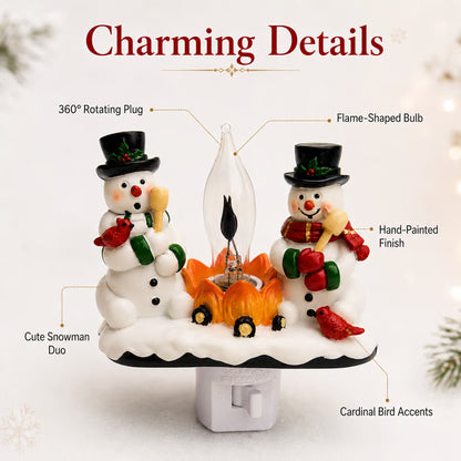 ☃️ Snowman Fireplace Night Light🔥