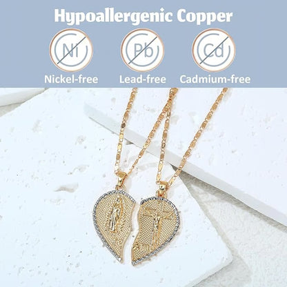 🙏Virgin Mary Layered Heart Combination Prayer Couple Necklace