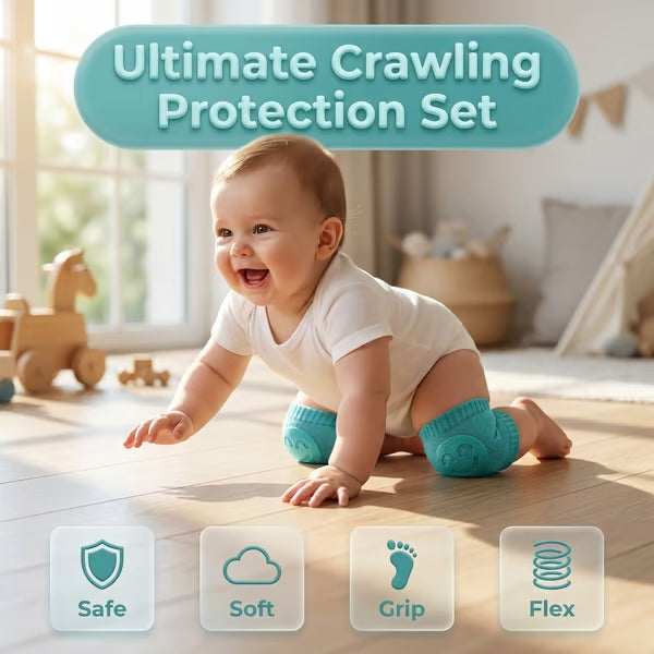 Baby 5-Pair Non-Slip Knee Pads, Thick Soft Contoured Fit for Crawling, Durable Fall Protection