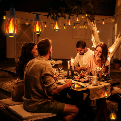 Solar-Powered Flame LED Lighted Strip Lights（Total Length 51.3ft）