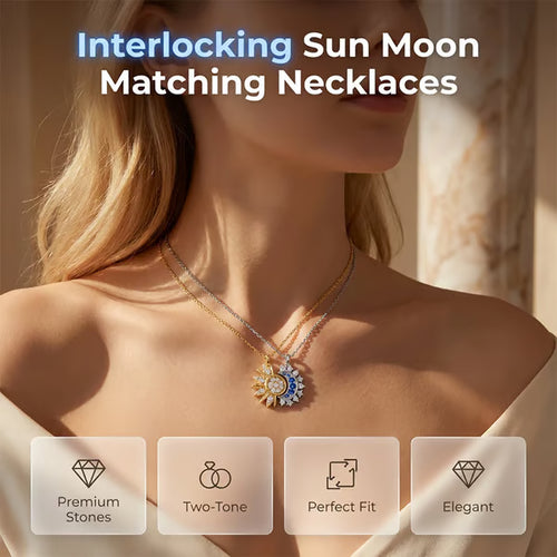 🔥Last Day 49% OFF - 🔆🌙Sun and Moon Pendant Necklace with Rhinestones