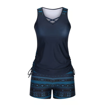 ⏰Miraclesuit Women's Tummy Control Tankini Set with Built-In Bra – Flattering Boho Swimwear with Shorts🔥 Buy 2 Free Shipping