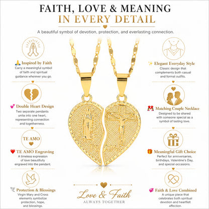 🙏Virgin Mary Layered Heart Combination Prayer Couple Necklace