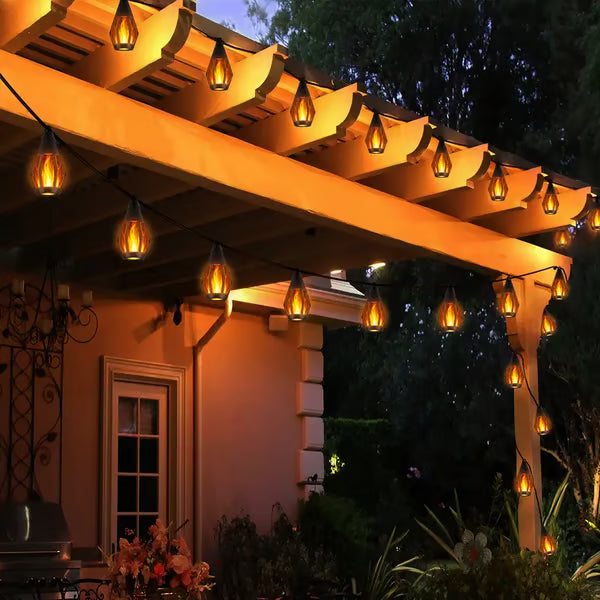 Solar-Powered Flame LED Lighted Strip Lights（Total Length 51.3ft）