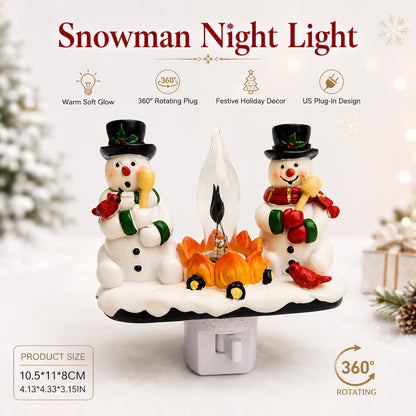 ☃️ Snowman Fireplace Night Light🔥