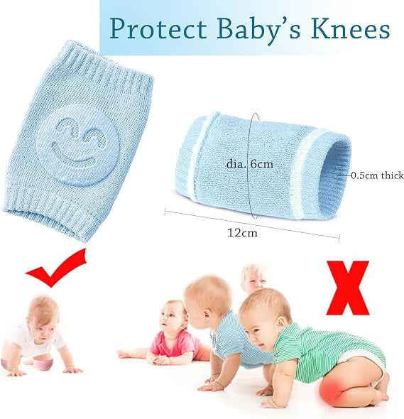 Baby 5-Pair Non-Slip Knee Pads, Thick Soft Contoured Fit for Crawling, Durable Fall Protection