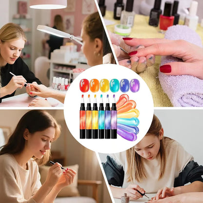 💅 6PCS One-Step Gel Nail Art Pen Set – Salon Beauty at Home