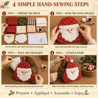 3D Quilted Holiday Carry Basket – Reusable Christmas Gift & Craft Tote