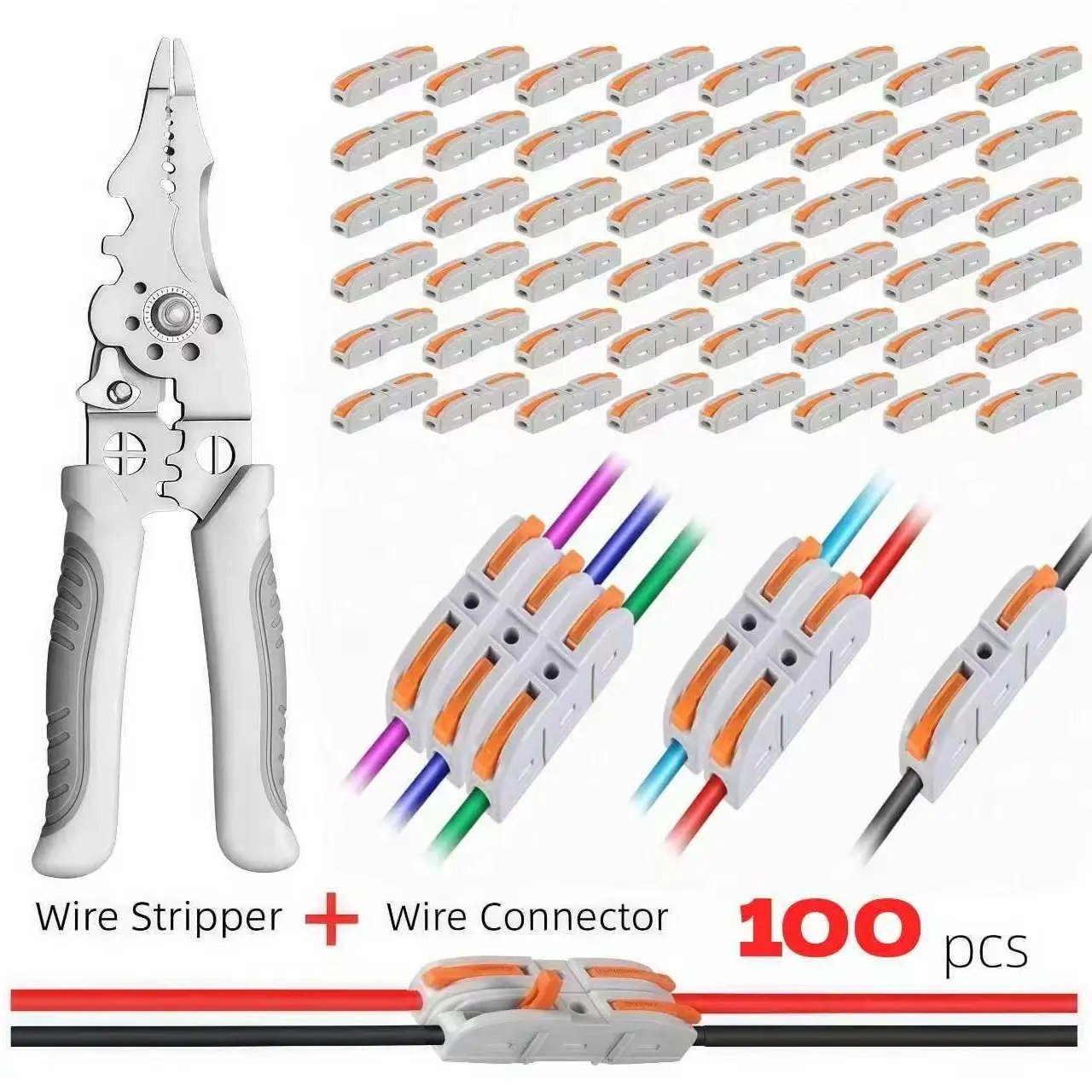 🔥 50-Piece Quick Lever Wire Connectors (12-24 AWG) & Tool-Free Splicing Kit