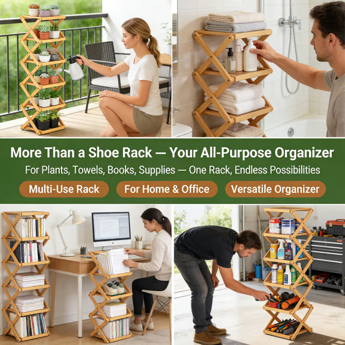 The 8-Tier No-Assembly Bamboo Rack !🌿👟