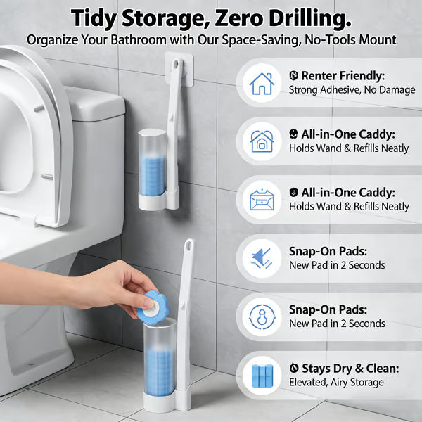 🚽Goodbye, Germy Brush! 👋🚫 Hello, Happy Clean! Our No-Mess, No-Touch Disposable Toilet Wand.✨🧼