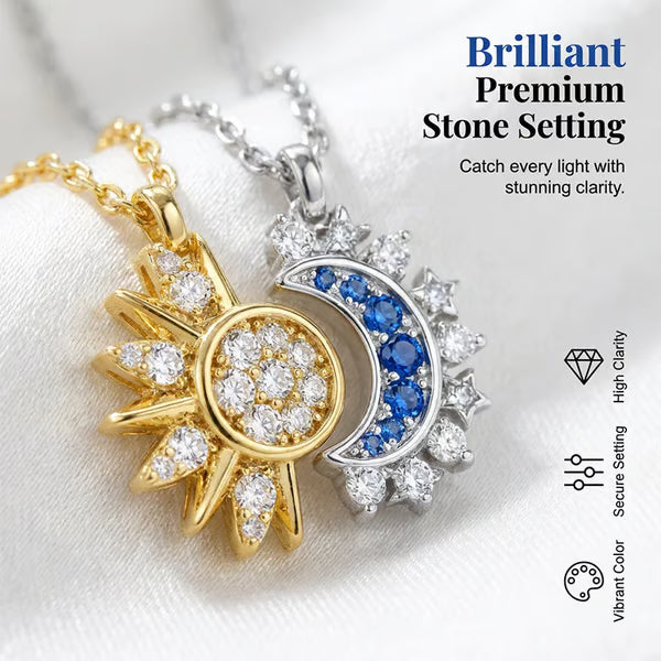 🔥Last Day 49% OFF - 🔆🌙Sun and Moon Pendant Necklace with Rhinestones
