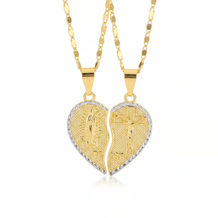 🙏Virgin Mary Layered Heart Combination Prayer Couple Necklace