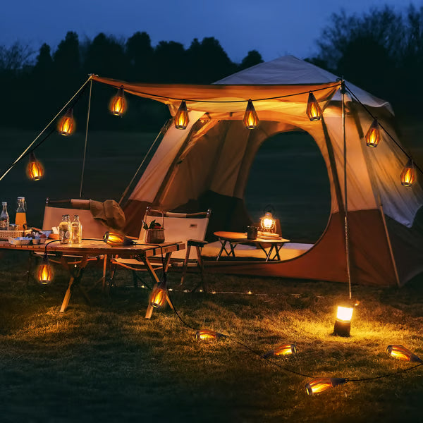 Solar-Powered Flame LED Lighted Strip Lights（Total Length 51.3ft）