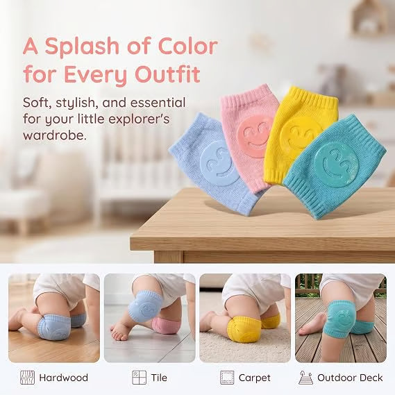 Baby 5-Pair Non-Slip Knee Pads, Thick Soft Contoured Fit for Crawling, Durable Fall Protection