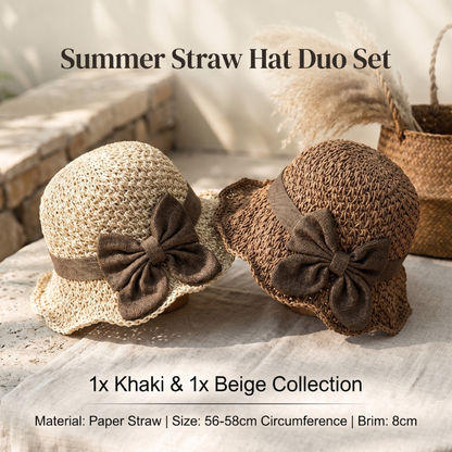 Elegant Woven Straw Sun Hat with Bow